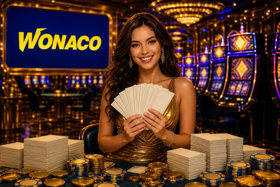 Wonaco Casino lobby with Gates of Olympus and live roulette